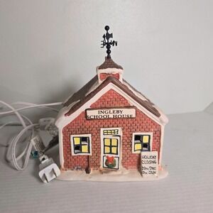 American Greetings Ingleby Village School House Porcelain Lighted Christmas